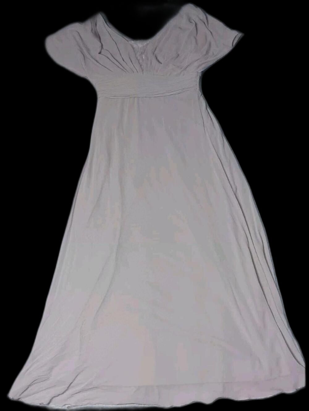 Ever Pretty Maxi Dress Womens Size 2XL Light Gray Mesh Vneck Flare Sleeves Flowy